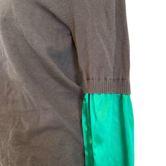 Y2K Candies Satin Green Low Scoop Neck Knit Vest Built in Shirt Layer Size Large - Picture 10 of 16